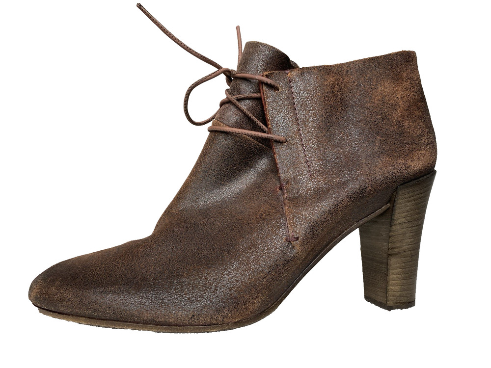 Roberto Del Carlo Ankle Booties Women's 41 US 10.5 11 Leather Brown Granny Laces